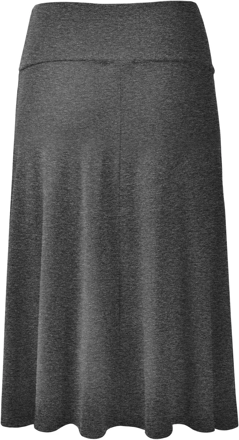 EIMIN Women's Solid Flared Lightweight Elastic Waist Classic Midi Skirt (S-3XL)
