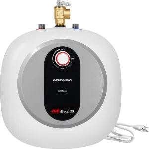 Electric Mini Tank Water Heater - MIZUDO 2.5 Gallon Under Sink Small Hot Water Heater - 110 120V Point of Use for RV, Camper, Kitchen, Food Truck - Easy to Install - Wall or Floor Mounted