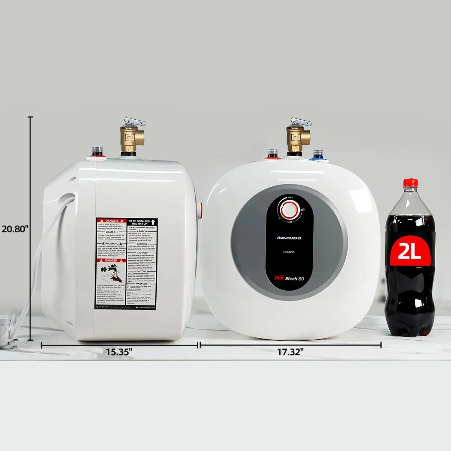 Electric Mini Tank Water Heater - MIZUDO 8.0 Gallon Point of Use Instant Hot Water Heater for RV, Camper, Kitchen, Food Truck, 120V 1440W, Under Sink, Wall or Floor Mounted, Easy to Install