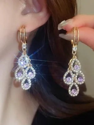 Elegant Purple Water Drop Earrings - Luxurious Lightweight Fashion for Women