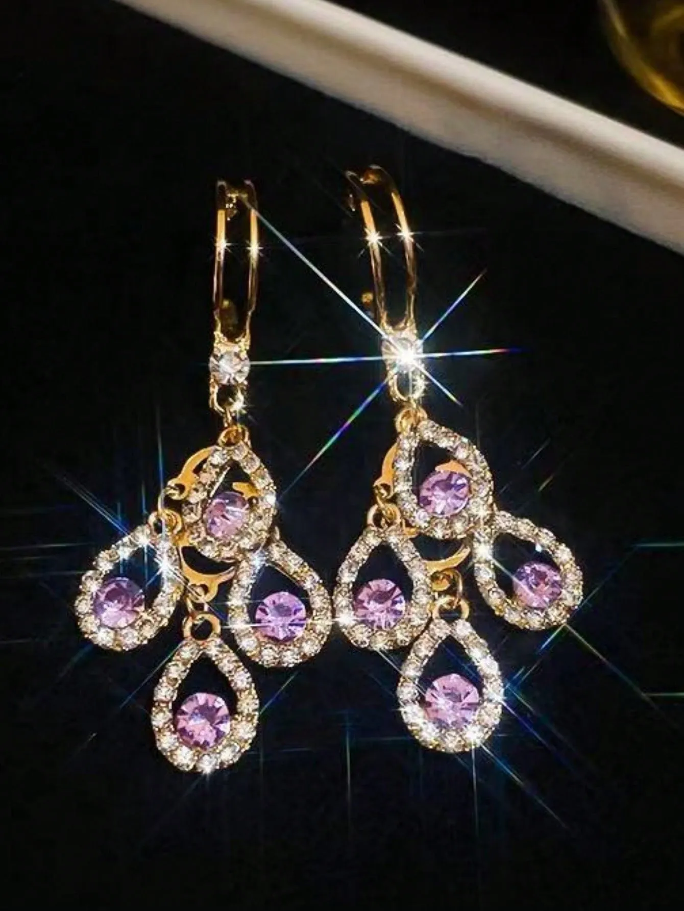 Elegant Purple Water Drop Earrings - Luxurious Lightweight Fashion for Women