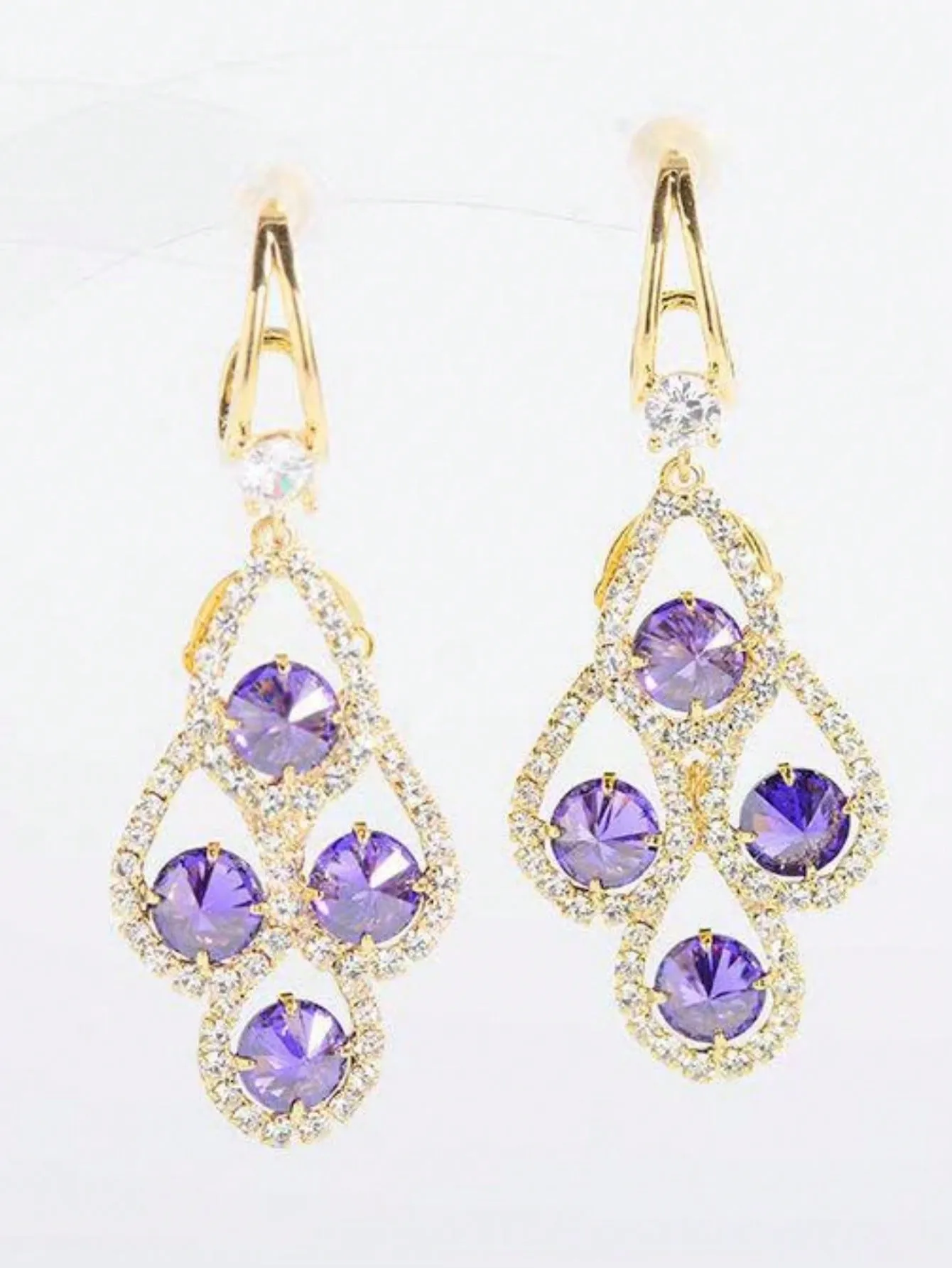 Elegant Purple Water Drop Earrings - Luxurious Lightweight Fashion for Women