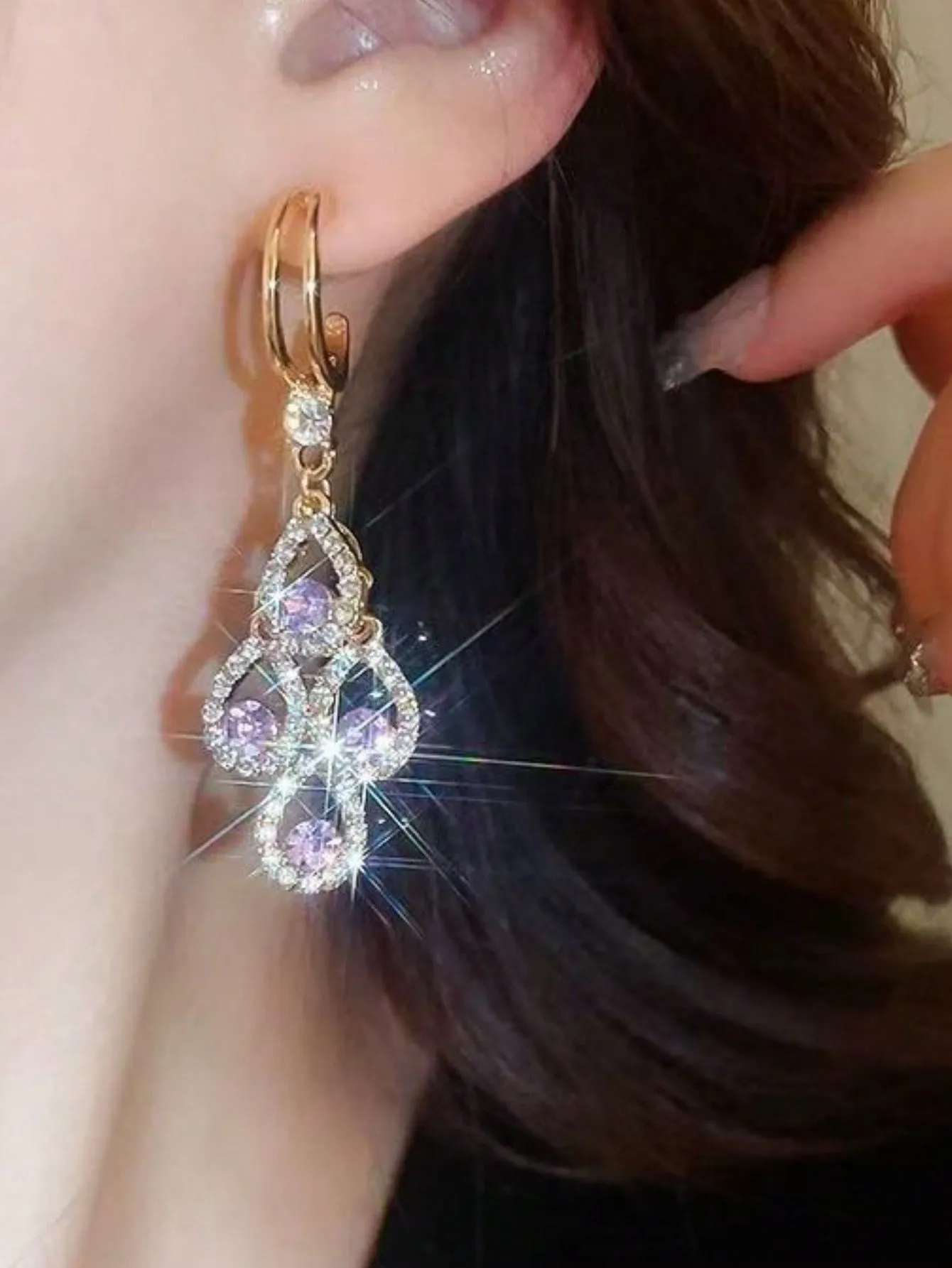 Elegant Purple Water Drop Earrings - Luxurious Lightweight Fashion for Women