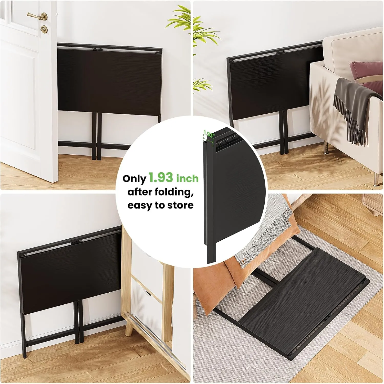 Elephance Folding Desk No Assembly Required 31.5" Small Foldable Computer Desk for Small Spaces, Space Saving Study Writing Office Desk Foldable Table for Home Office Black