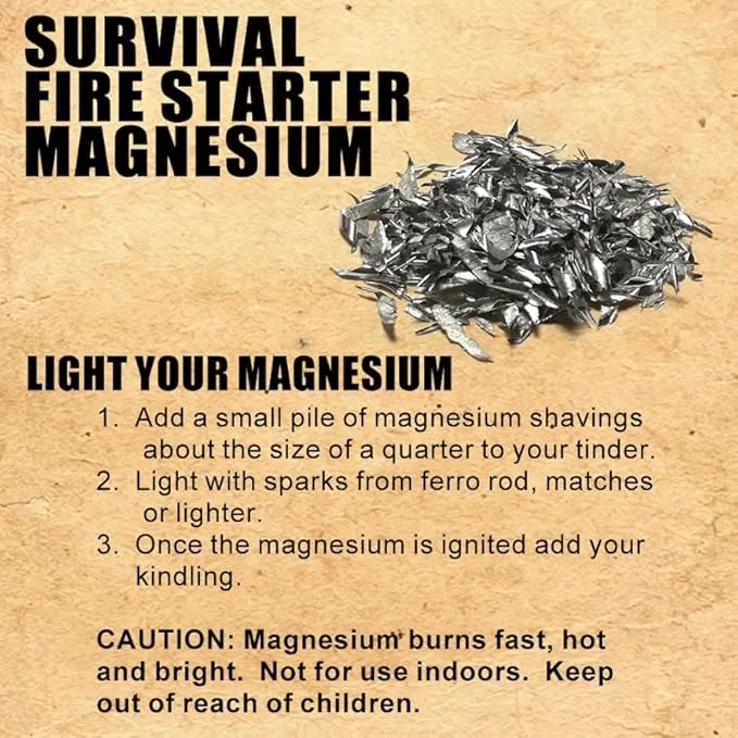 Emergency Fire Starting Magnesium 8 Bags 99% Pure Camping Hiking Bushcraft