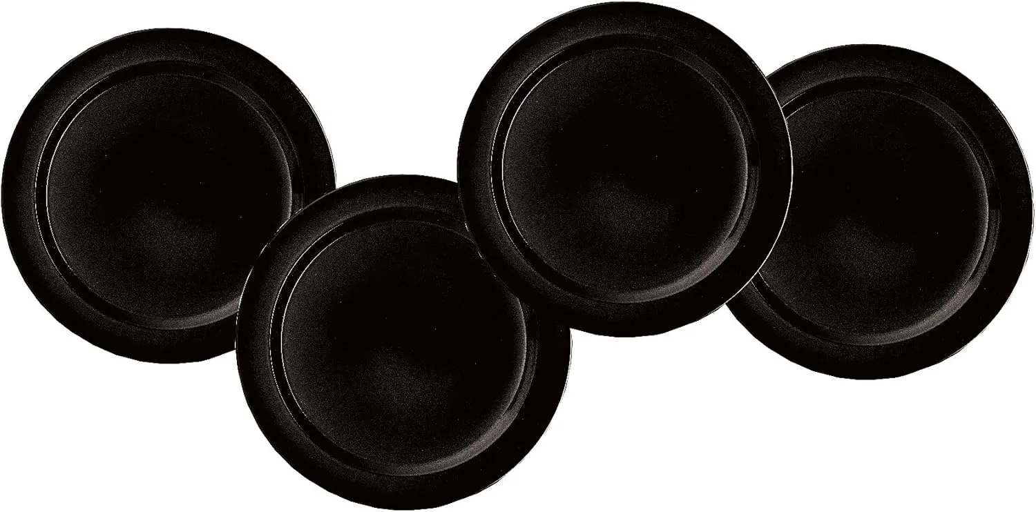 Emile Henry 8-inch Salad/Dessert Plates, Set of 4, Black