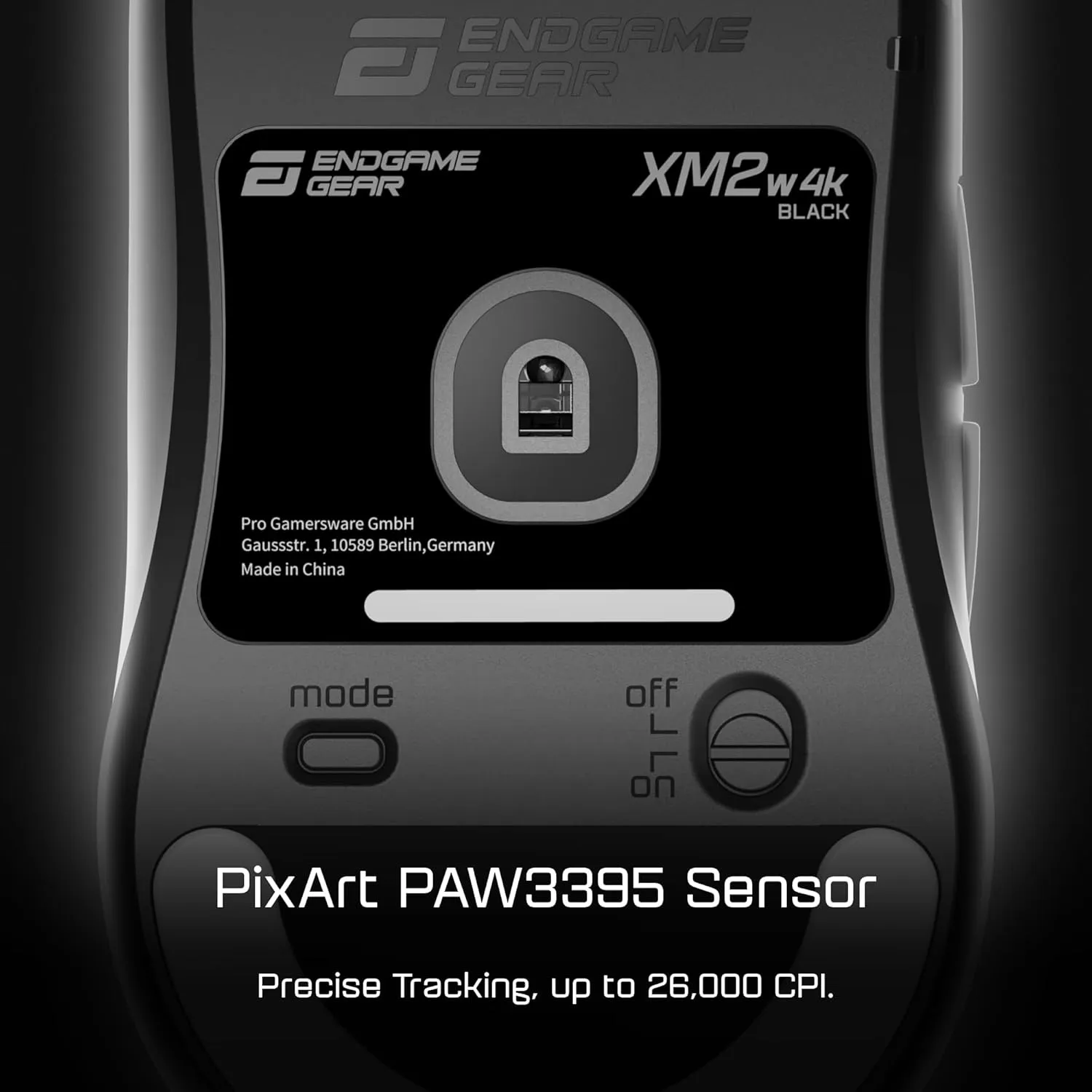 ENDGAME GEAR XM2w 4k Wireless Gaming Mouse – 4000Hz Polling Rate, Kailh GX Switches, PixArt PAW3395 Sensor, Lightweight ~62 g, Black