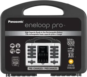 Eneloop Pro Power Pack w/ Ni-MH Battery Charger and Case K-KJ17KHC82A & Ni-MH AA Battery BK-3HCCA16FA 16pk Rechargeable