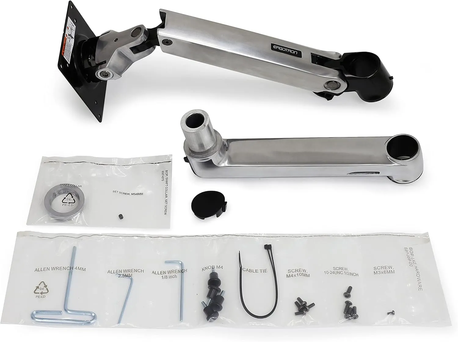 Ergotron – LX Monitor Arm, Extension, and Collar Kit – Add-on for LX Tall Pole Monitor Arms – Polished Aluminum