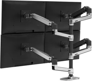 Ergotron – LX Quad Monitor Arm, VESA Desk Mount – for 4 Monitors Up to 40 Inches, 7 to 11 lbs Each – Polished Aluminum