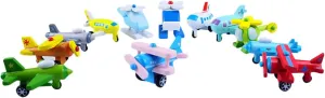 ERINGOGO 12pcs Wooden Mini Airplane Toy for Early Education Model for Boys and Girls Knowledge of Aviation and Color Recognition for Play Desktop Decoration