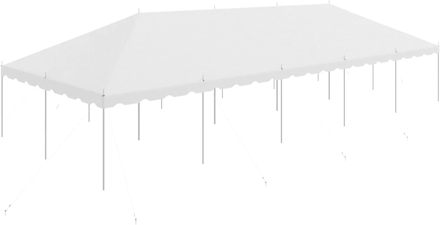 EROMMY 20x50ft Pole Party Tent, Heavy Duty Outdoor Canopy with Carry Bags, Large White Event Tent for 150 People, Ideal for Weddings, Parties, and Events