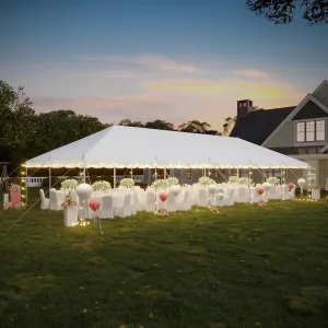 EROMMY 20x50ft Pole Party Tent, Heavy Duty Outdoor Canopy with Carry Bags, Large White Event Tent for 150 People, Ideal for Weddings, Parties, and Events