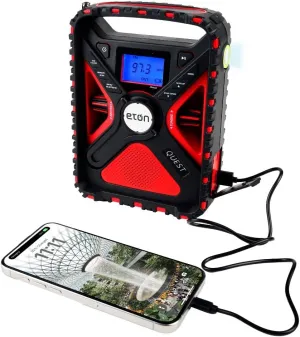Eton Quest Hand Crank NOAA Weather Radio, All Band Emergency Radio, AM/FM Shortwave Storm Radio, Bluetooth, Ambient Light, Phone Charger, RDS, Solar, Flashlight, Camping, Hiking