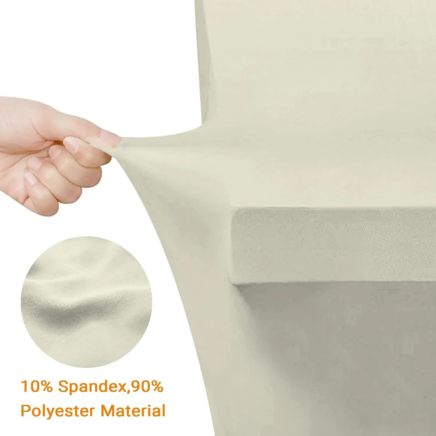 Eurmax USA Spandex Table Cover - 8 ft. Fitted, 30  Colors, Polyester Stretch Spandex Table Toppers, 2 Pack (Ivory)