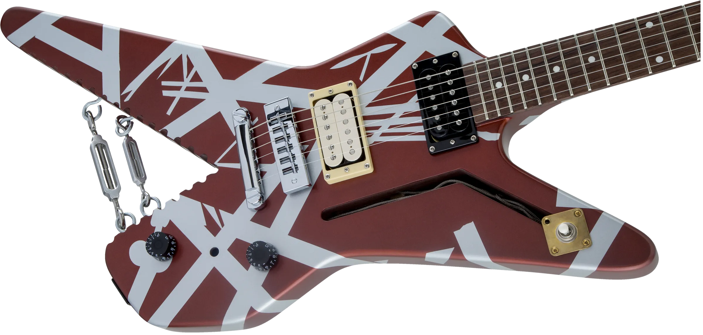 EVH Striped Series Shark Burgundy with Silver Stripes 5107922505