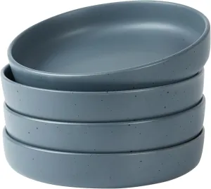 famiware 8.5" Pasta Bowls Set of 4, Dawn Speckled Bowl for Kitchen, Stoneware Dinner Bowl Set for Christmas, Thanksgiving, Microwave Dishwasher Safe, Charcoal