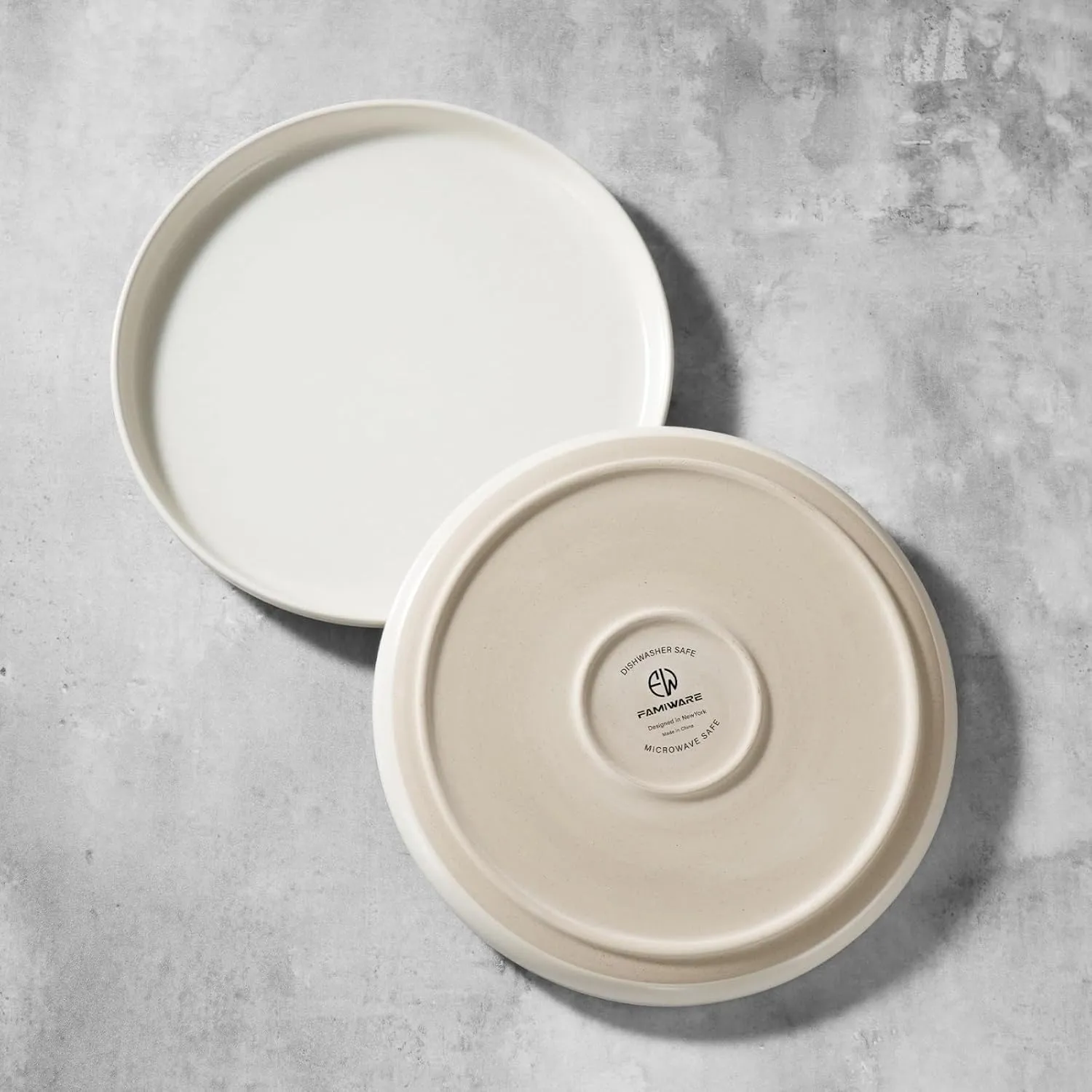 Famiware Milkyway Plates and Bowls Sets, 12 Pieces Dinnerware Sets, Reactive Glaze Dish Set, Stoneware Dishes Set for 4, Matte White