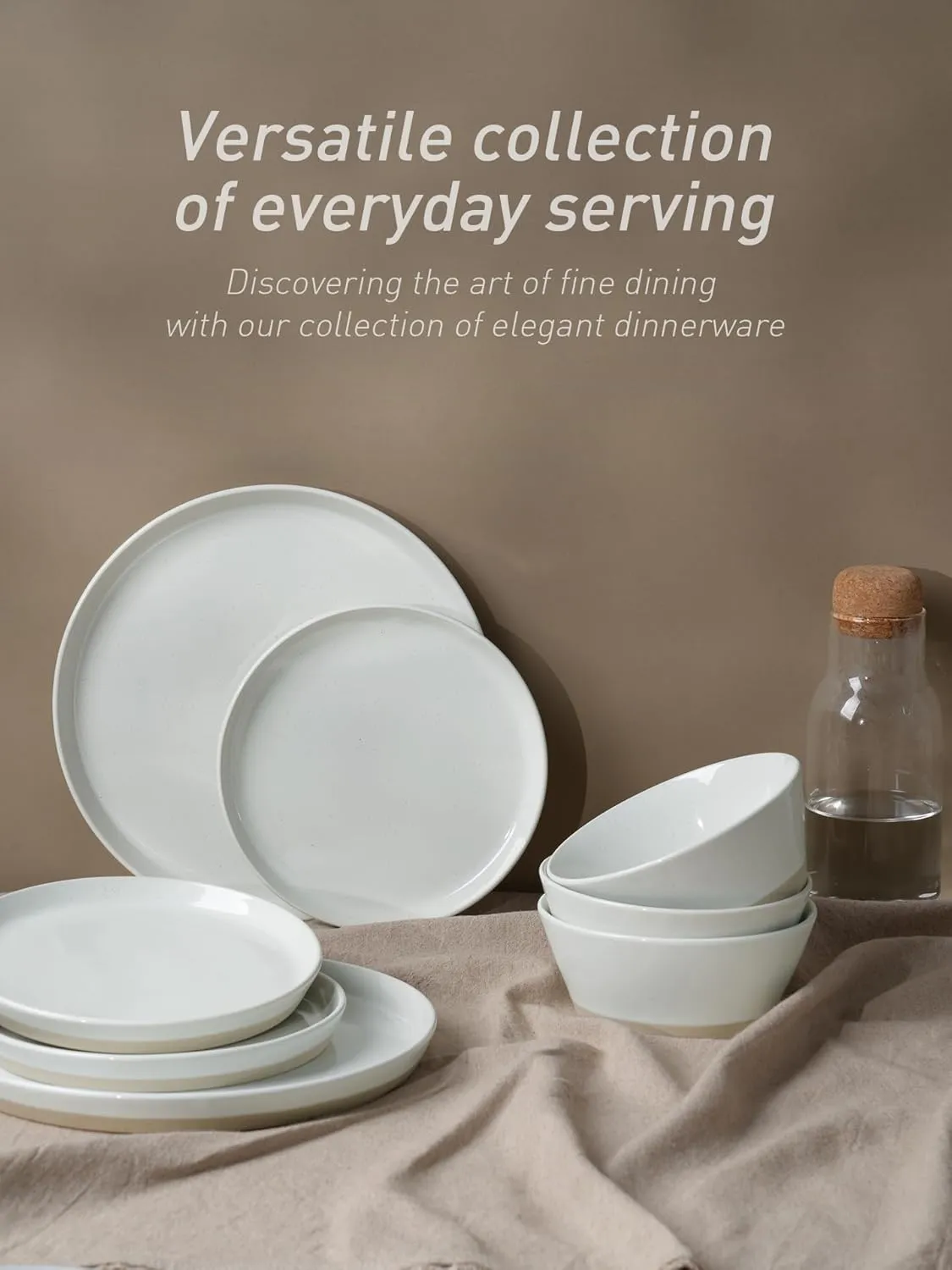 Famiware Saturn Dinnerware Sets, 12 Pieces Dish Set, Plates and Bowls Sets for 4, White