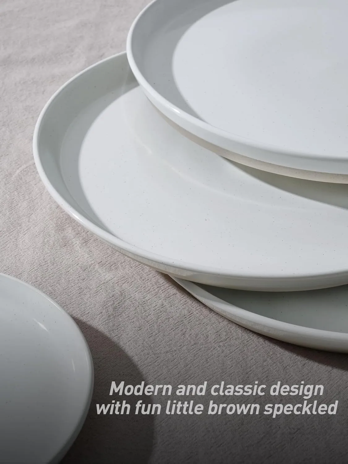 Famiware Saturn Dinnerware Sets, 12 Pieces Dish Set, Plates and Bowls Sets for 4, White
