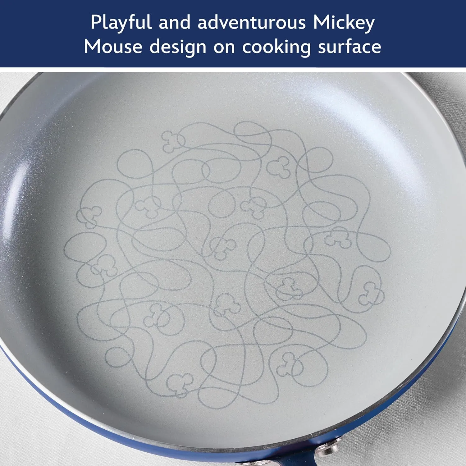 Farberware Disney Bon Voyage Ceramic Nonstick Pots and Pans Set with Baking Sheet/Cookie Pan and Disney Home Kitchen Tools, 8 Piece Non Stick Cookware Set - Blue