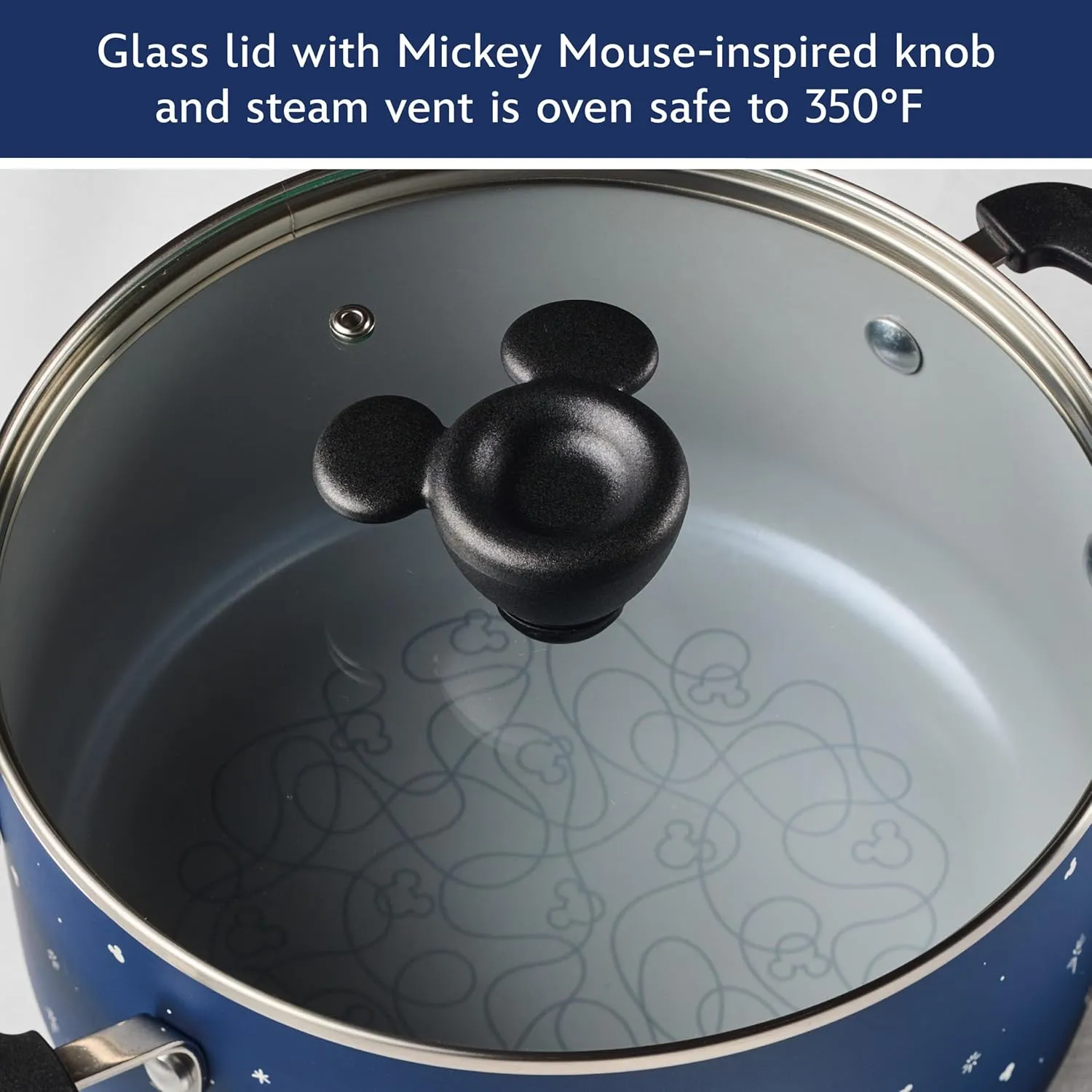 Farberware Disney Bon Voyage Ceramic Nonstick Pots and Pans Set with Baking Sheet/Cookie Pan and Disney Home Kitchen Tools, 8 Piece Non Stick Cookware Set - Blue
