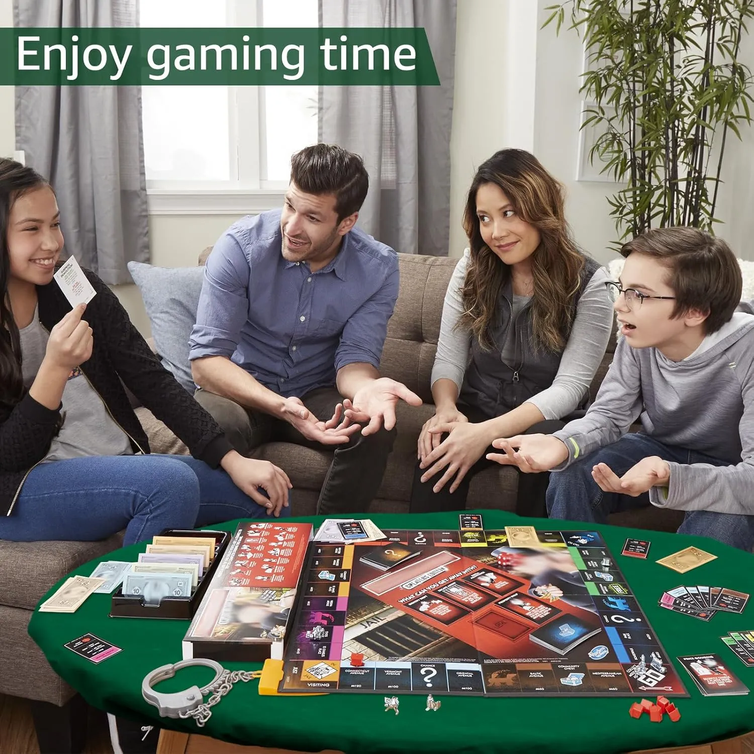 Felt Card Table Game Cover,36.2 Inch Round Tablecloth,Game Table Topper Mat Fit 36-48 Inch,Elastic Foldable Poker Table Cover Protector for Card Games, Mahjong, Board Games, Dice Games, and More