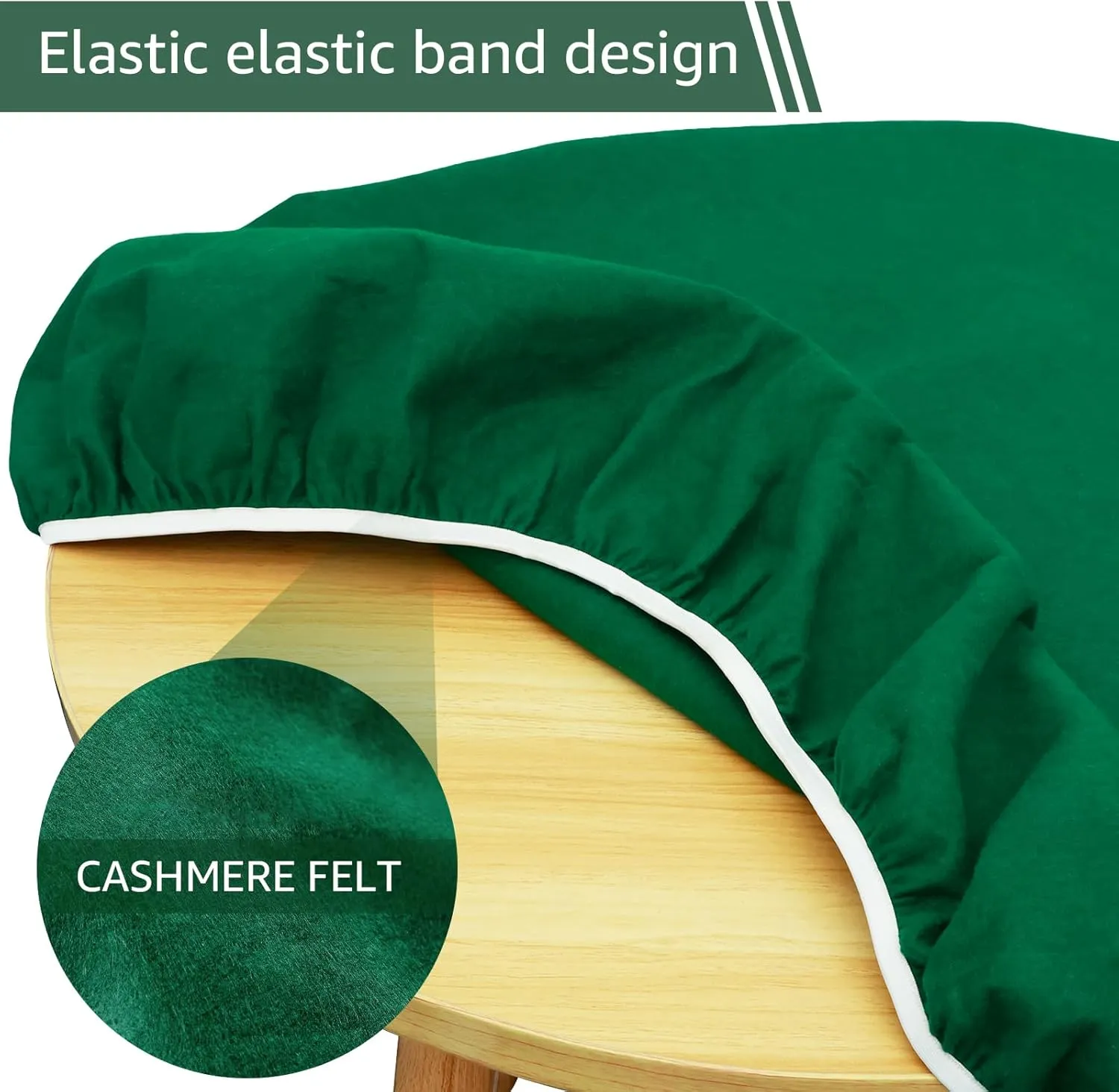 Felt Card Table Game Cover,36.2 Inch Round Tablecloth,Game Table Topper Mat Fit 36-48 Inch,Elastic Foldable Poker Table Cover Protector for Card Games, Mahjong, Board Games, Dice Games, and More