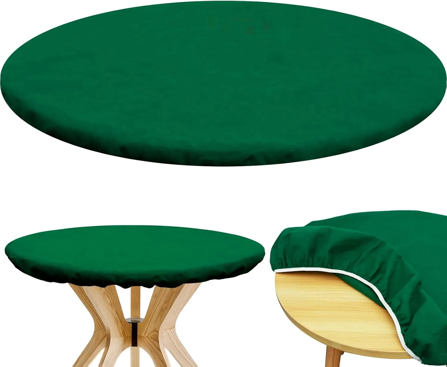Felt Card Table Game Cover,36.2 Inch Round Tablecloth,Game Table Topper Mat Fit 36-48 Inch,Elastic Foldable Poker Table Cover Protector for Card Games, Mahjong, Board Games, Dice Games, and More