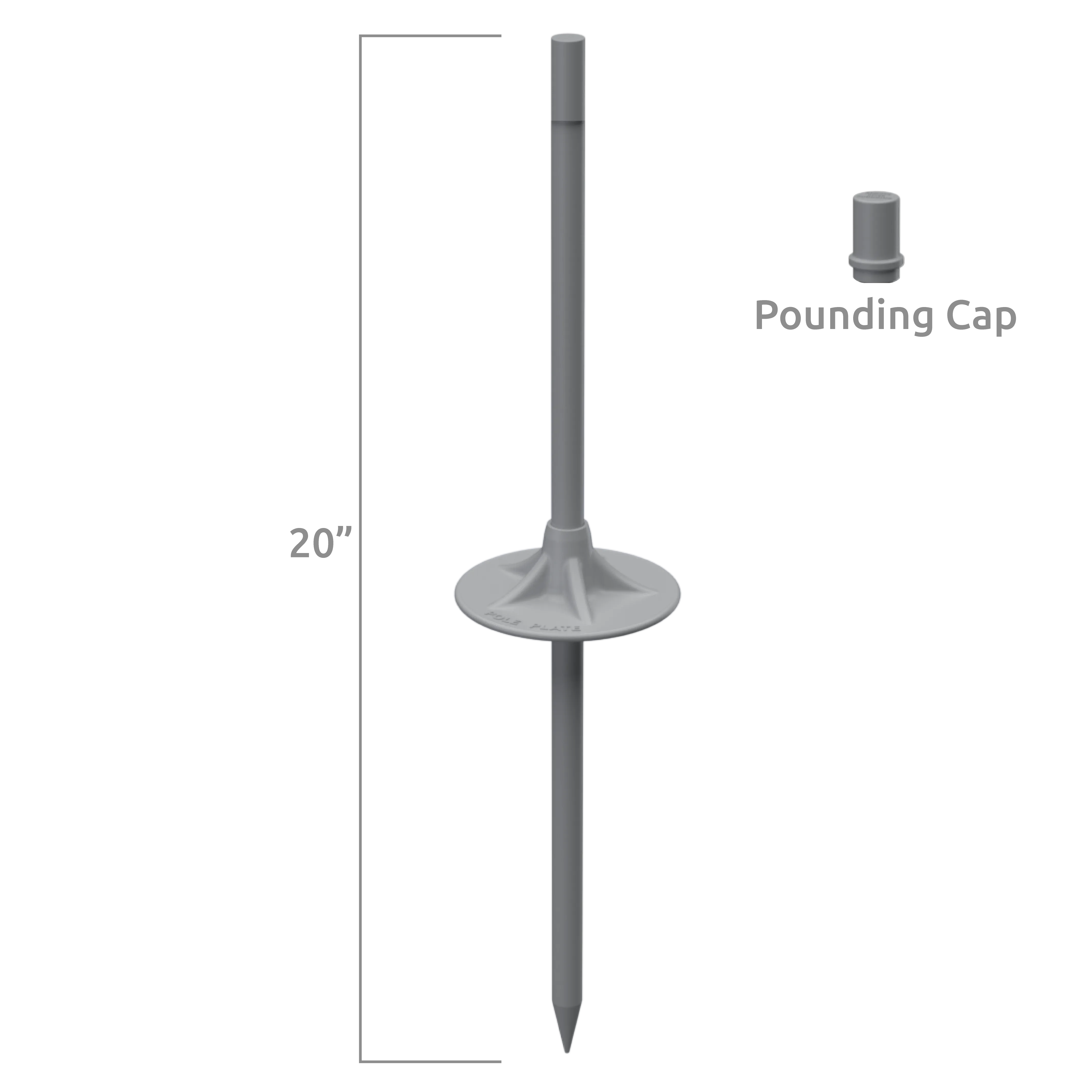 Fiberglass Pole Plate Ground Stake Kit (Grey)