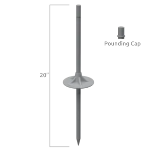 Fiberglass Pole Plate Ground Stake Kit (Grey)