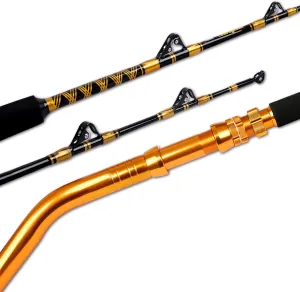 Fiblink Saltwater Fishing Rod 2 Piece Bent Butt Trolling Rod Deep Sea Roller Rod Big Game Conventional Boat Fishing Pole(50-80lbs/80-120lbs,5'6"/6')
