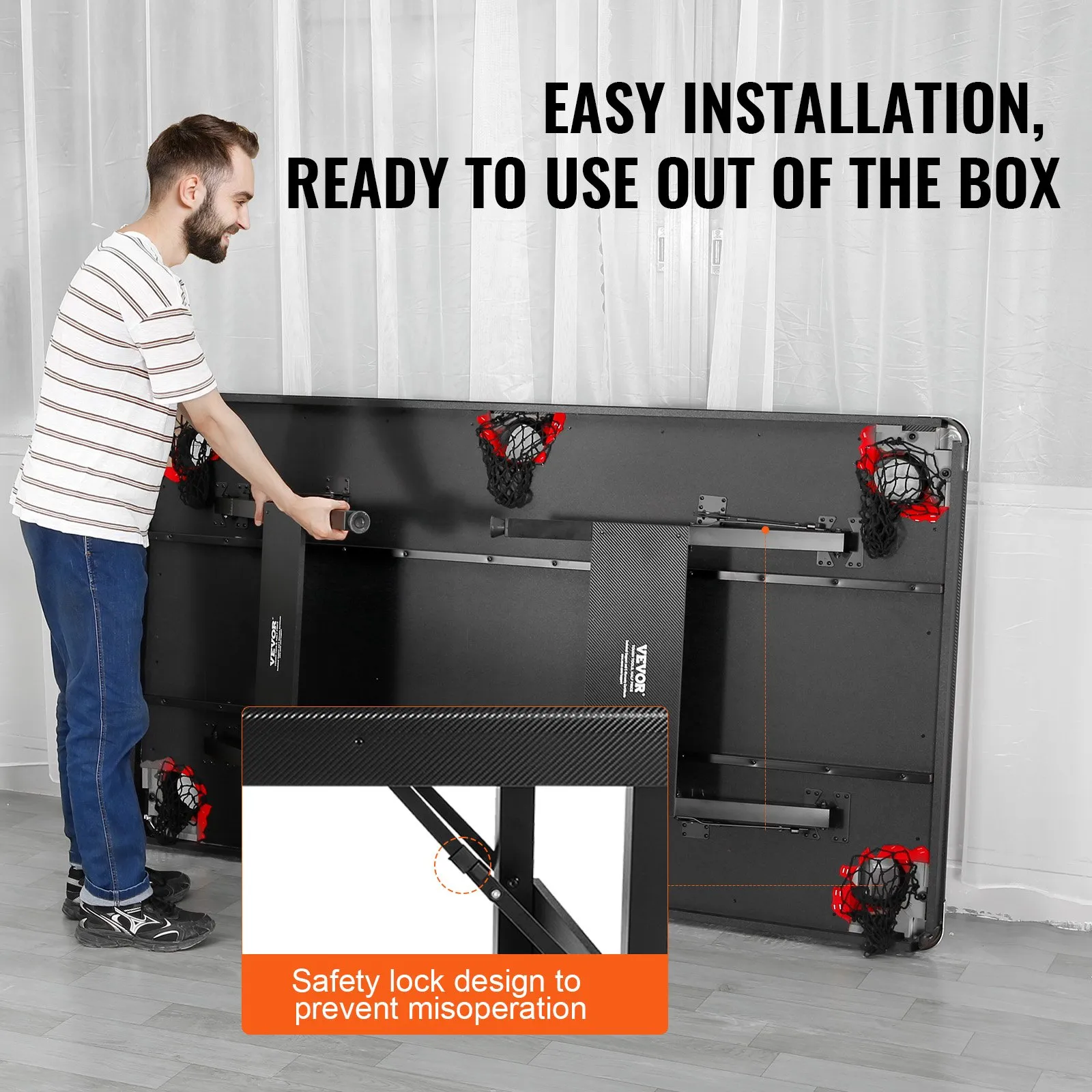 (FINAL PRICES ARE LOWER ON OUR SITE!) VEVOR Billiards Table, 6.3 ft Pool Table, Portable Foldable Space-Saving Table, Billiard Table Set Includes Balls, Cues, Chalks and Brush, Black with Red Cloth, Perfect for Family Game Room Kid Adult