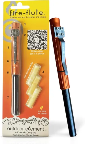Fire Flute™ – Everyday Carry Aluminum Emergency Signal Whistle & Fire-Starting Ferro Rod with Water-Tight Tinder Storage | Survival Gear for Camping, Hiking, Bug-Out Bag & 72 Hour Kits
