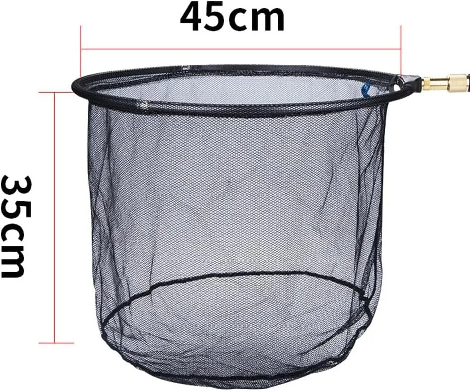 Fishing Landing Net with Carbon Fiber Telescopic Rod 35-45cm Diameter 25-35cm Deep Mesh Foldable Design for Easy Storage and Transport
