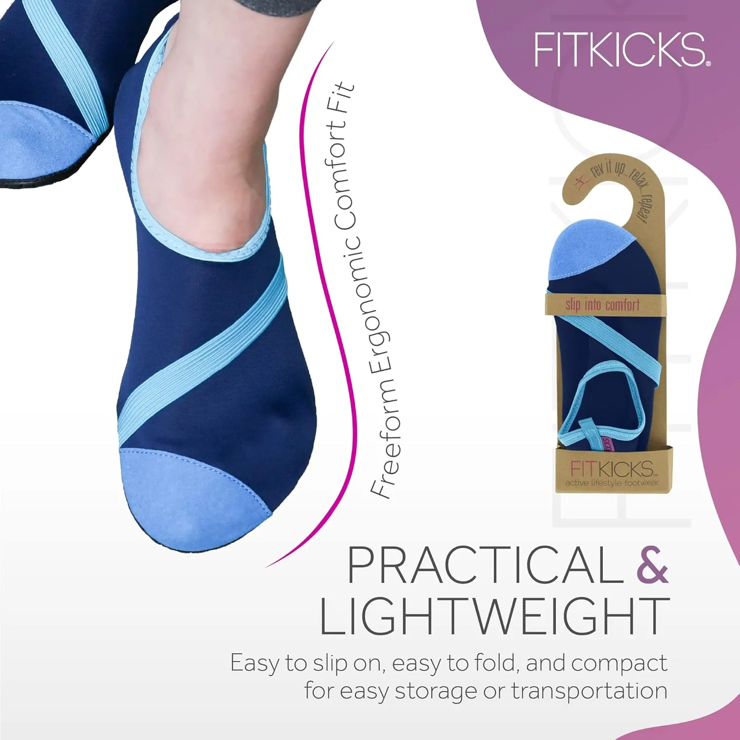 FITKICKS Original Women's Foldable Active Lifestyle Minimalist Footwear Barefoot Yoga Sporty Water Shoes
