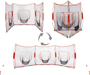 FITPLAY Portable Baseball and Softball Hitting Net,21x7 FT Triple Practice Net for Hitting, Batting, Throwing, Pitching and Backstop,Perfect for Solo or Team,Easy Set Up and Carrying