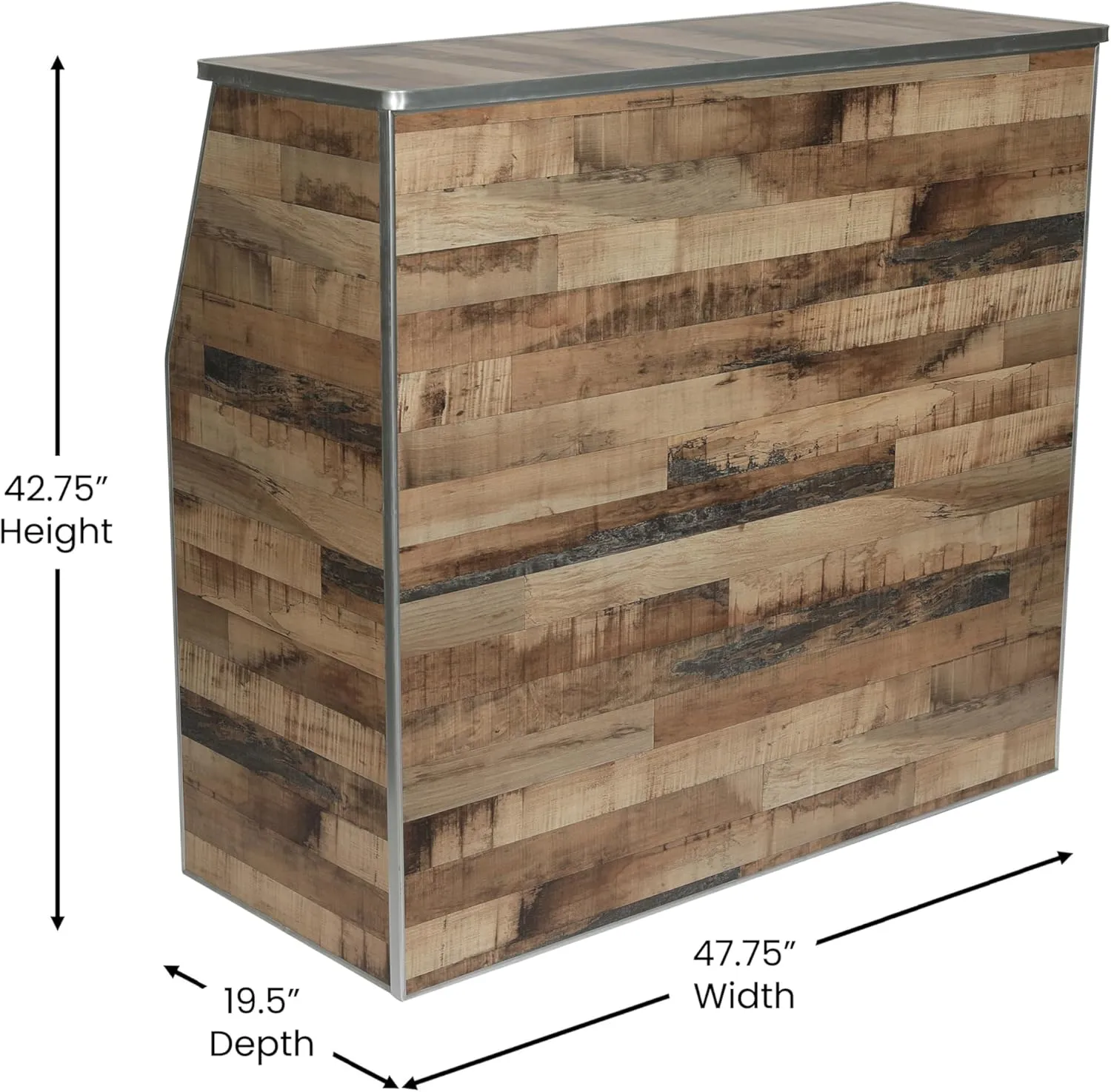 Flash Furniture Amara 4' Rustic Natural Laminate Foldable Bar - Portable Event Bar