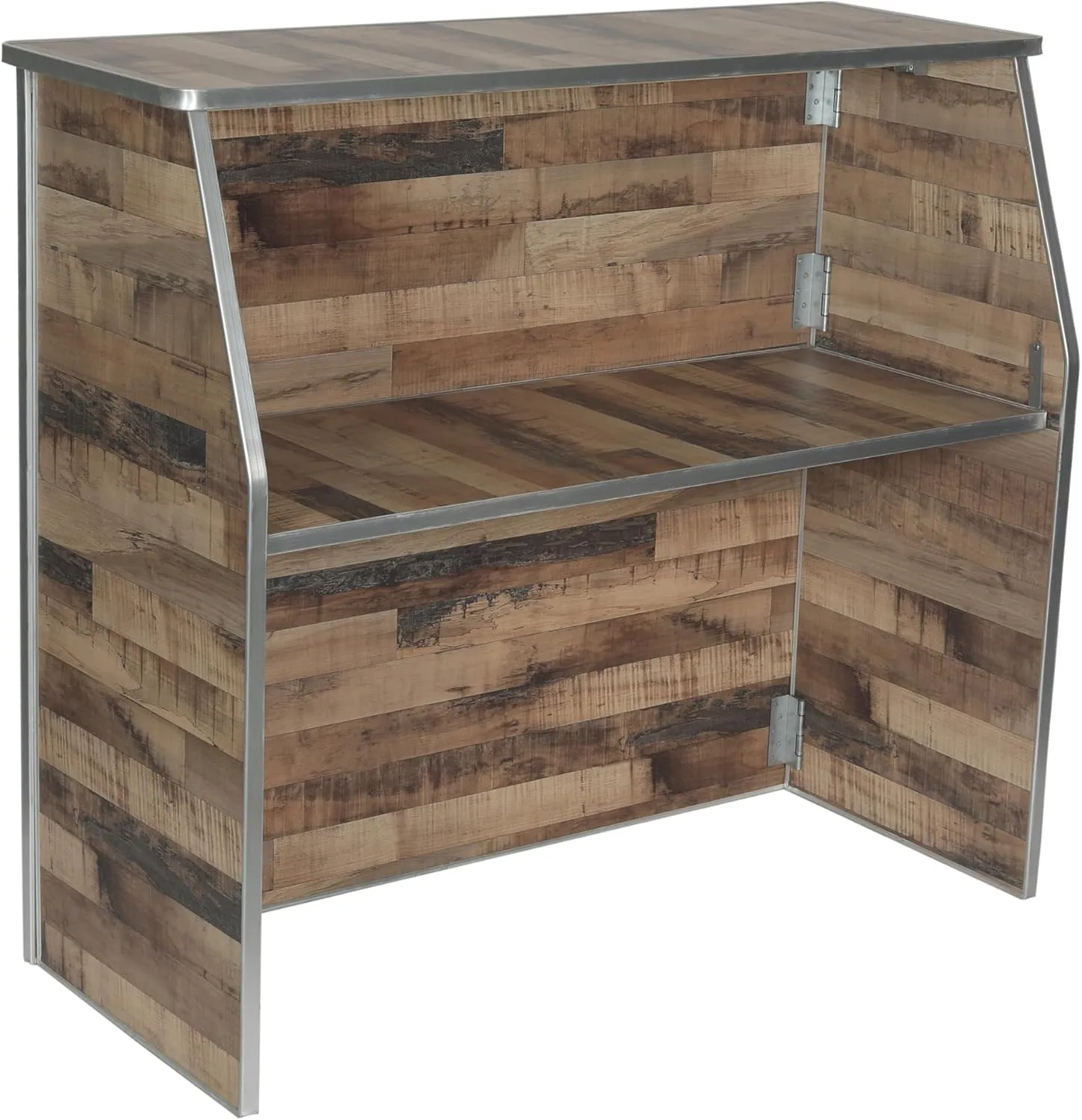 Flash Furniture Amara 4' Rustic Natural Laminate Foldable Bar - Portable Event Bar