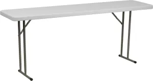 Flash Furniture Kathryn 6' Plastic Folding Training and Event Table, Rectangular Folding Training Table with 220-lb. Static Weight Capacity, White