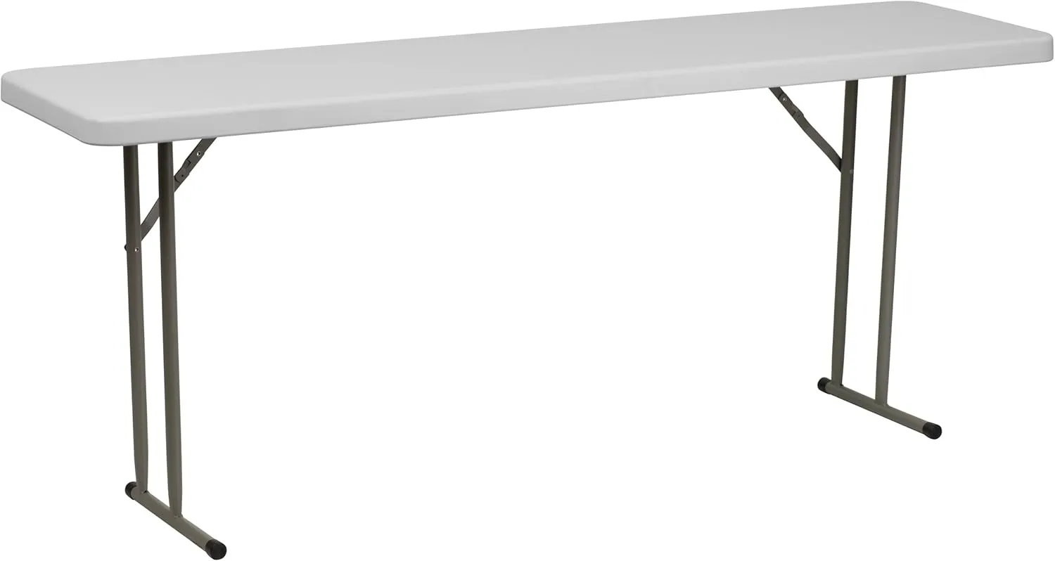 Flash Furniture Kathryn 6' Plastic Folding Training and Event Table, Rectangular Folding Training Table with 220-lb. Static Weight Capacity, White