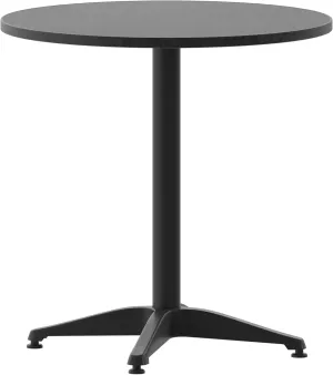 Flash Furniture Mellie 27.5'' Round Metal Indoor-Outdoor Table with Base, Black