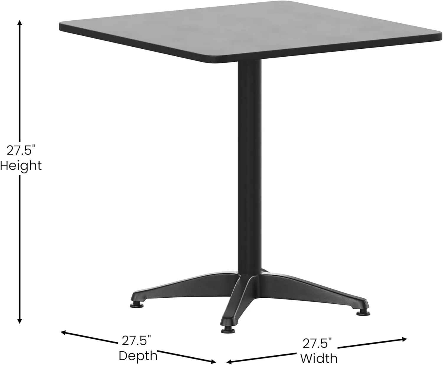 Flash Furniture Mellie 27.5'' Square Aluminum Indoor-Outdoor Table with Base, Black