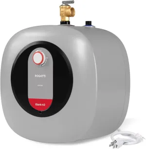 FOGATTI Electric Mini Tank Water Heater, 4.0 Gallon Point of Use Instant Hot Water Heater 120V 1440W, Food Truck Water Heater, Under Sink, Wall or Floor Mounted, Easy to Install