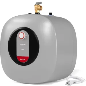 FOGATTI Electric Tank Water Heater, 8.0 Gallon Point of Use Instant Hot Water Heater 120V 1440W, Wall or Floor Mounted, Easy to Install