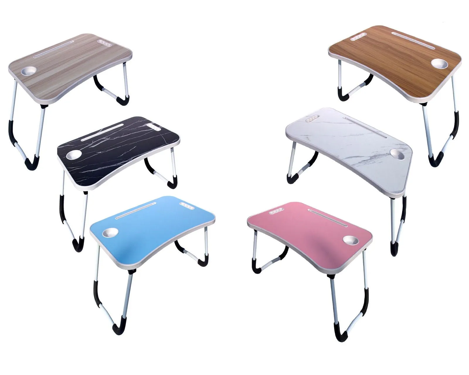 Foldable Laptop Table with Cup Holder and Tablet Groove Pack of 6