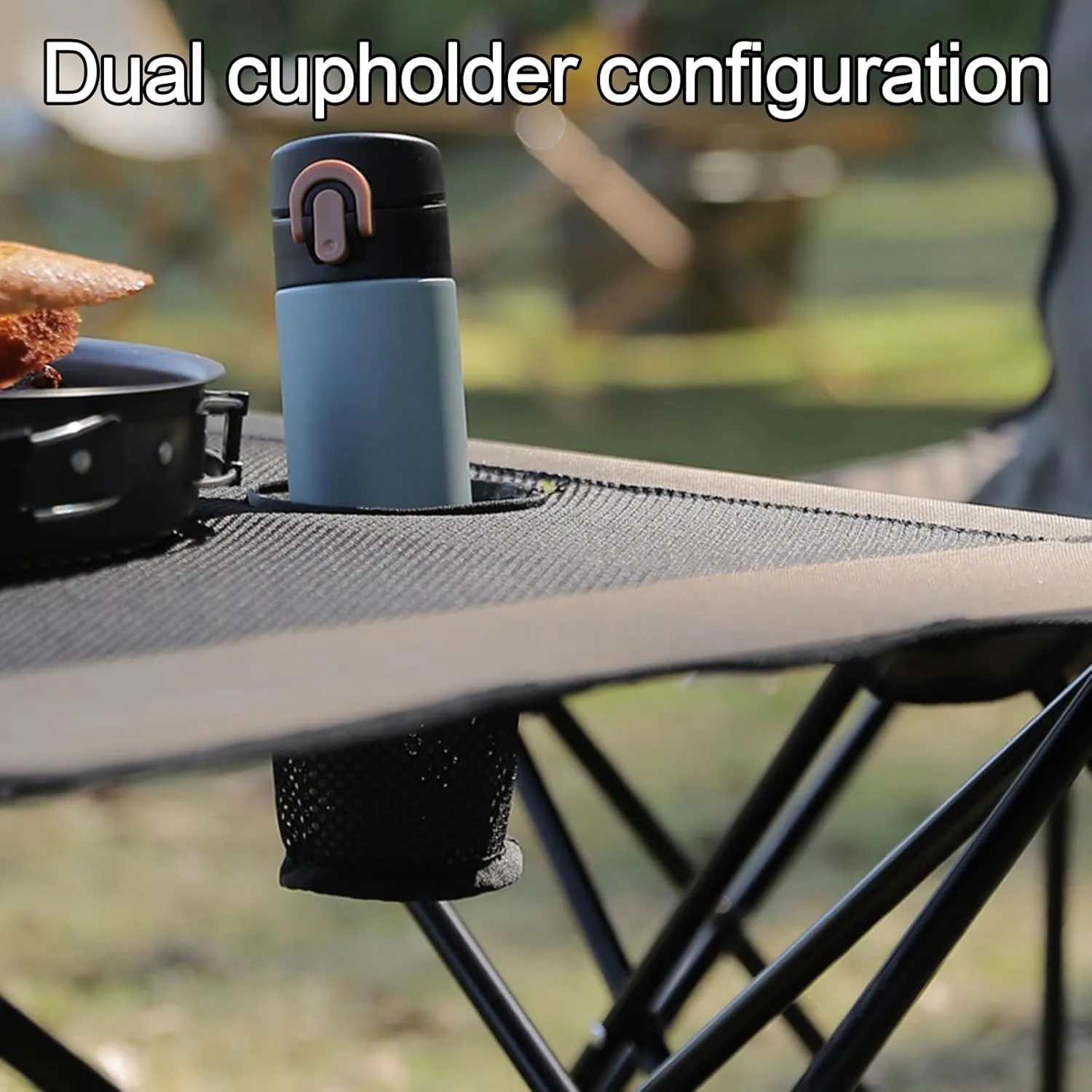 Foldable Picnic Table,Aluminium Camping Folding Table for Outdoor Camping with 2 Cup Holders,Ultra-light Portable Camping Table for Outdoor Activities,Suitable for Camping,Picnics and Barbecues(Beige,