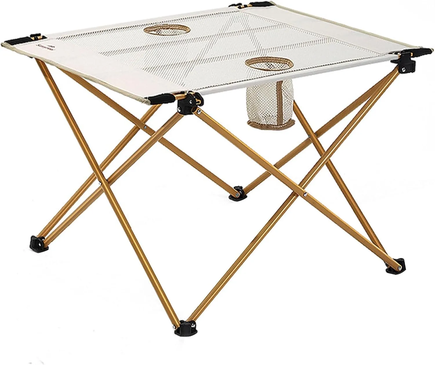 Foldable Picnic Table,Aluminium Camping Folding Table for Outdoor Camping with 2 Cup Holders,Ultra-light Portable Camping Table for Outdoor Activities,Suitable for Camping,Picnics and Barbecues(Beige,