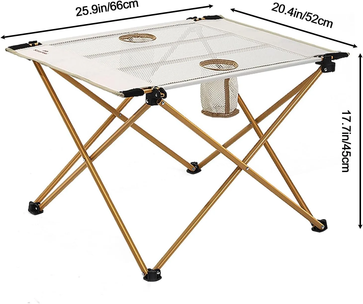 Foldable Picnic Table,Aluminium Camping Folding Table for Outdoor Camping with 2 Cup Holders,Ultra-light Portable Camping Table for Outdoor Activities,Suitable for Camping,Picnics and Barbecues(Beige,