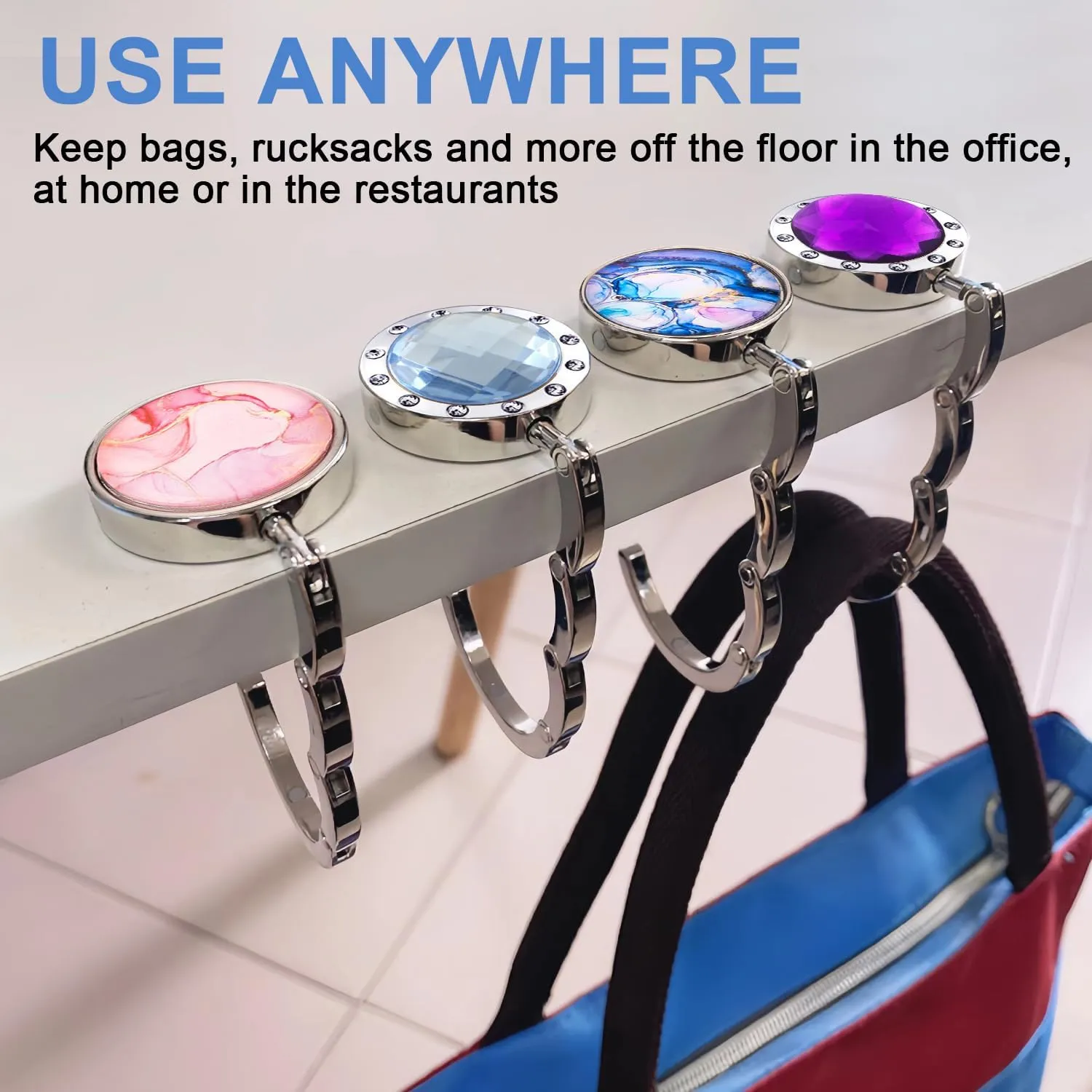 Foldable Purse Hooks - Heavy Duty Alloy Material - Portable Table Bag Holder